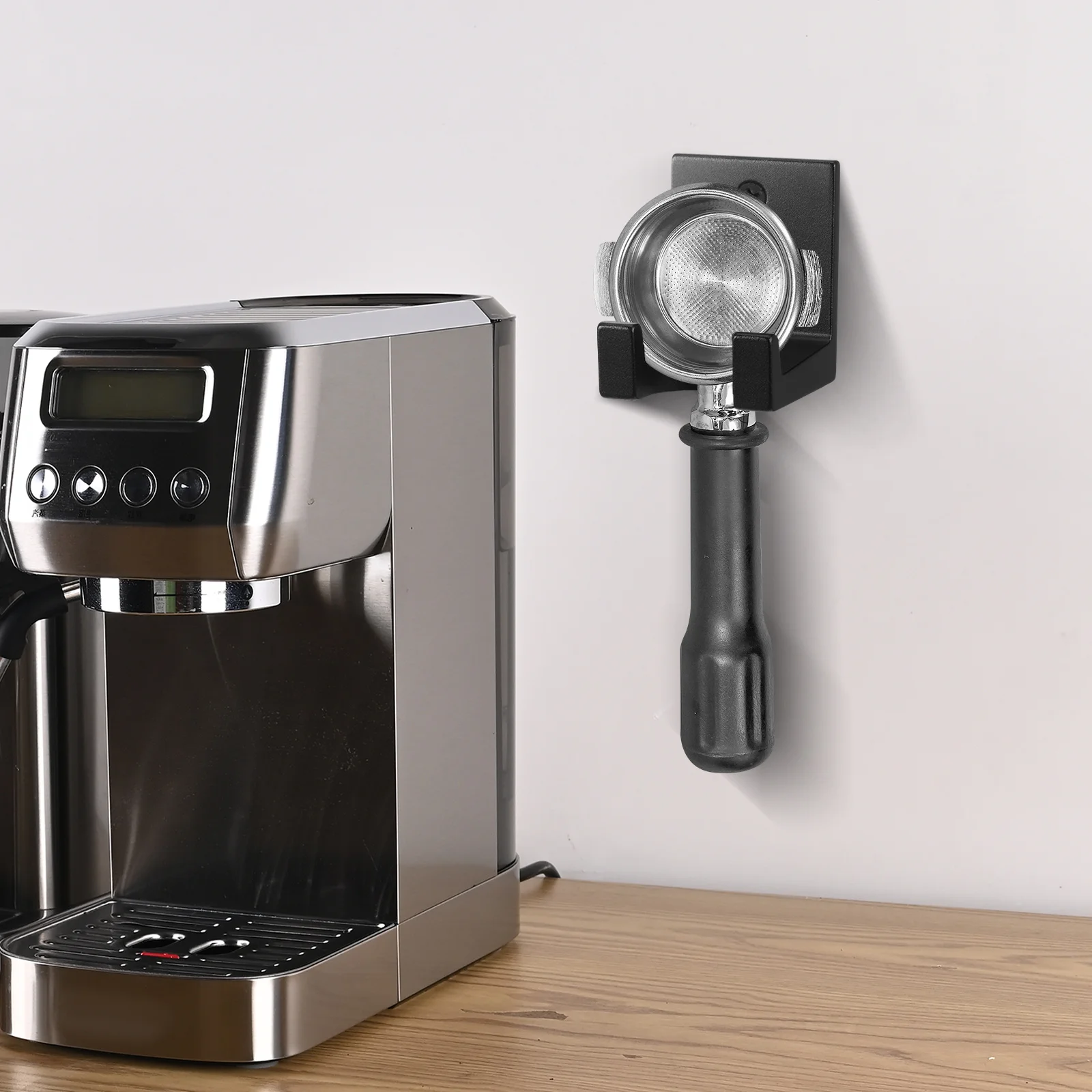 

Sleek Modern Aluminum Portafilter Holder Stand Espresso Machine Wall Mount Organizer Efficient Kitchen Storage Rack