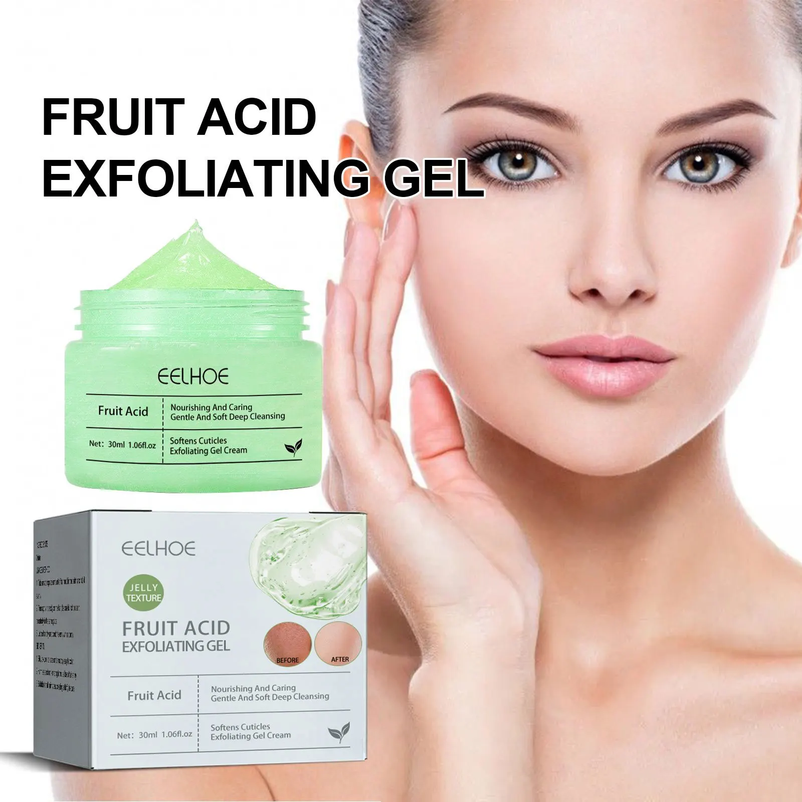 Gel esfoliante ácido de frutas, limpeza facial, amaciar a pele, limpeza profunda, nutrir, pele morta, removedor de cravos, gel esfoliante, 30ml