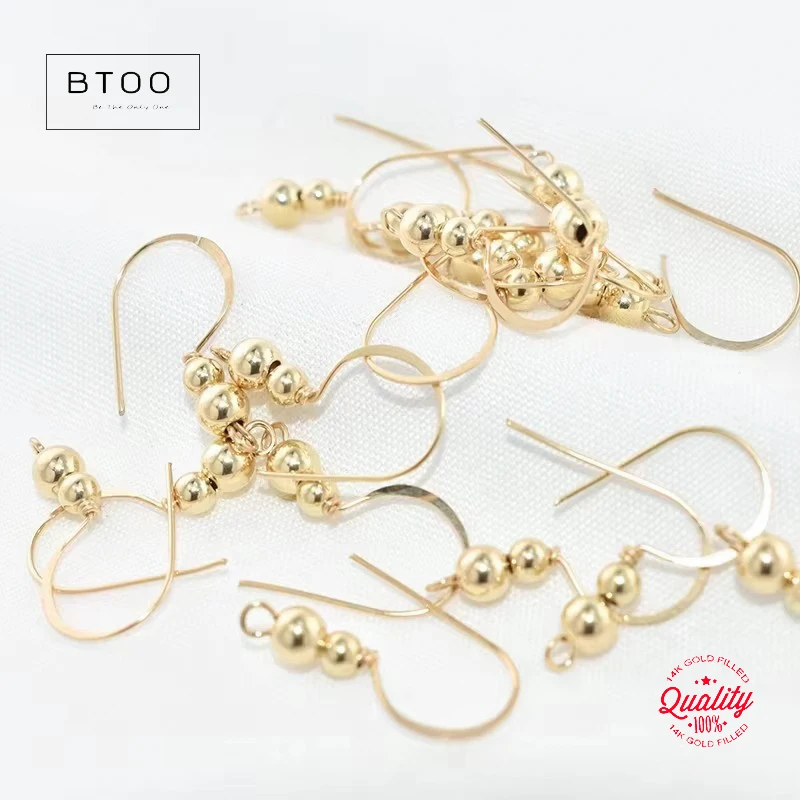 

14 К позолоченная проволока для ушей с бусинами для самостоятельного изготовления ювелирных изделий, устойчивые к потускнению аксессуары для сережек, поиск золотых ювелирных изделий