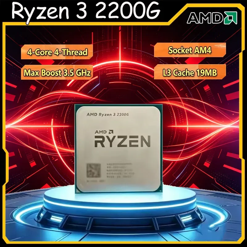 AMD Ryzen 3 2200G Usado, R3 2200G 3.5 GHz Zen 0.014, CPU de Cuatro Núcleos y Cuatro Subprocesos, YD2200C5M4MFB, Socket AM4, Sin Refrigerador