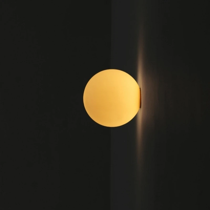 Nordic Glass Ball LED Wall Lamp Concealed Base Milky White Dome Sofa Background Decor Balcony Aisle Porch Bedroom Bedside Light