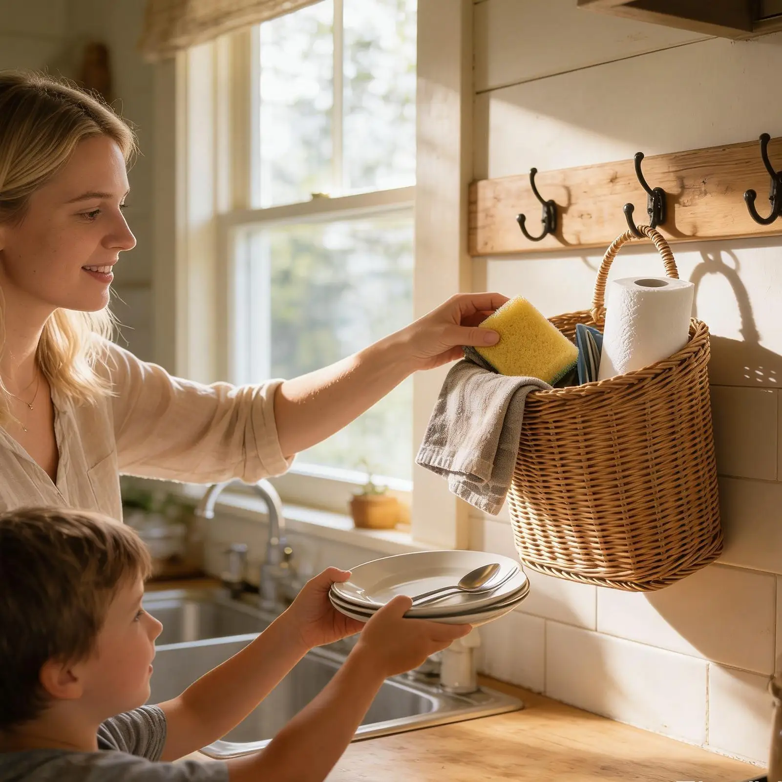 

Настенная корзина в стиле фермерского дома для хранения цветов, декоративная плетеная корзина из искусственного ротанга для интерьера и экстерьера, для кухни, детской комнаты