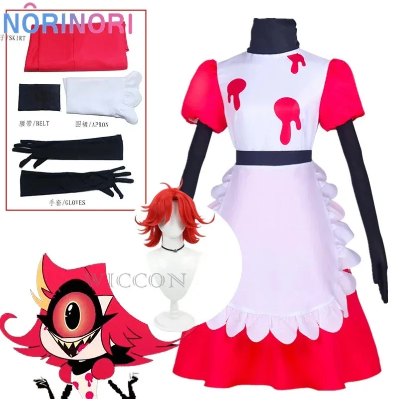 2025 11 Niffty Animal Hazbin Niff traje lindo diablo ropa de juego de rol peluca uniforme Hotel Cosplay fiesta de Halloween vestido de mujer