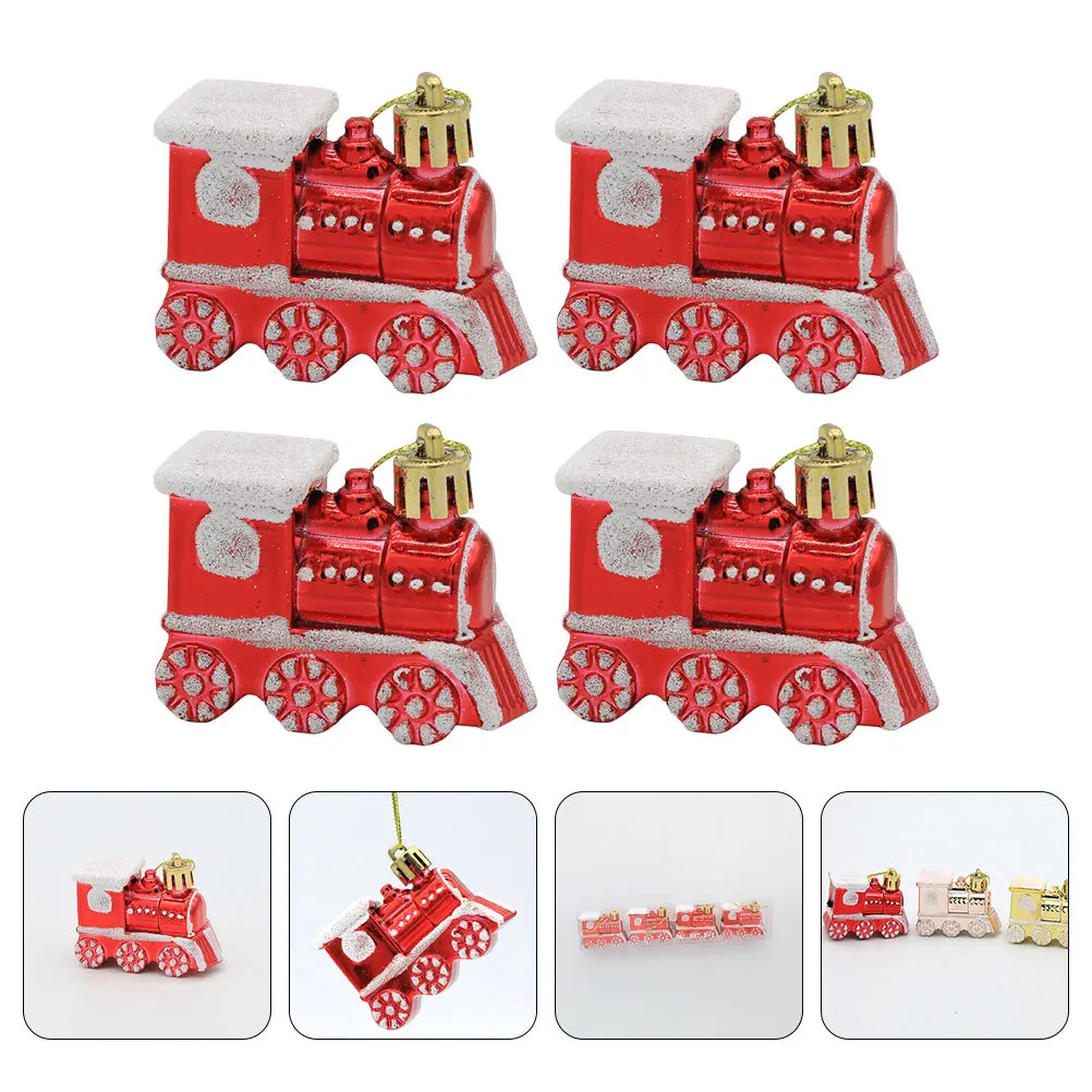 

4Pcs Christmas Tree Hanging Decorations Creative Train Ornaments for Xmas Holiday Home Kids Room Garden Party Festive Interior