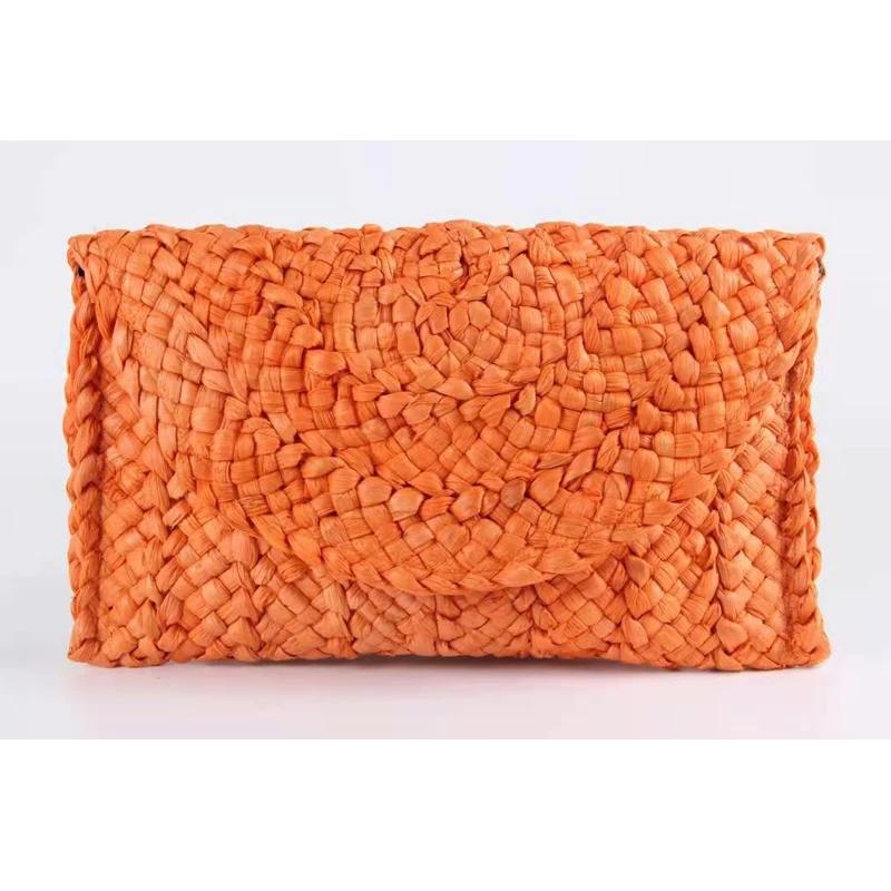 2022 Variety Colors Clutches Pure Handmade Straw Woven Wallet Bags Corn Fur Mobile Phone Purses Handmade Woman Clutch