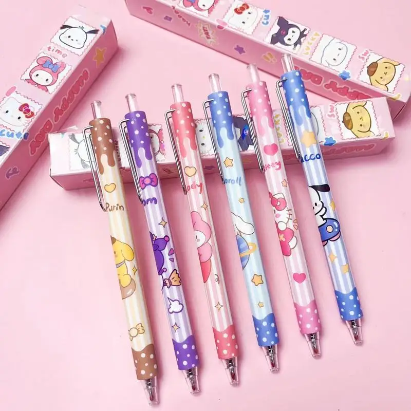 Sanrio Low Center Of Gravity Lottery Pen Cartoon Cute Girl Heart Student Writing Neutral Pen Stationery Office Wholesale Box