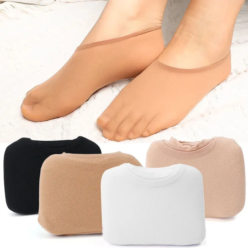 Women\'s Non-slip Invisible Socks Slippers Seamless Ice Silk Ankle Boat Socks Summer Thin Solid Casual Breathable No Show Socks