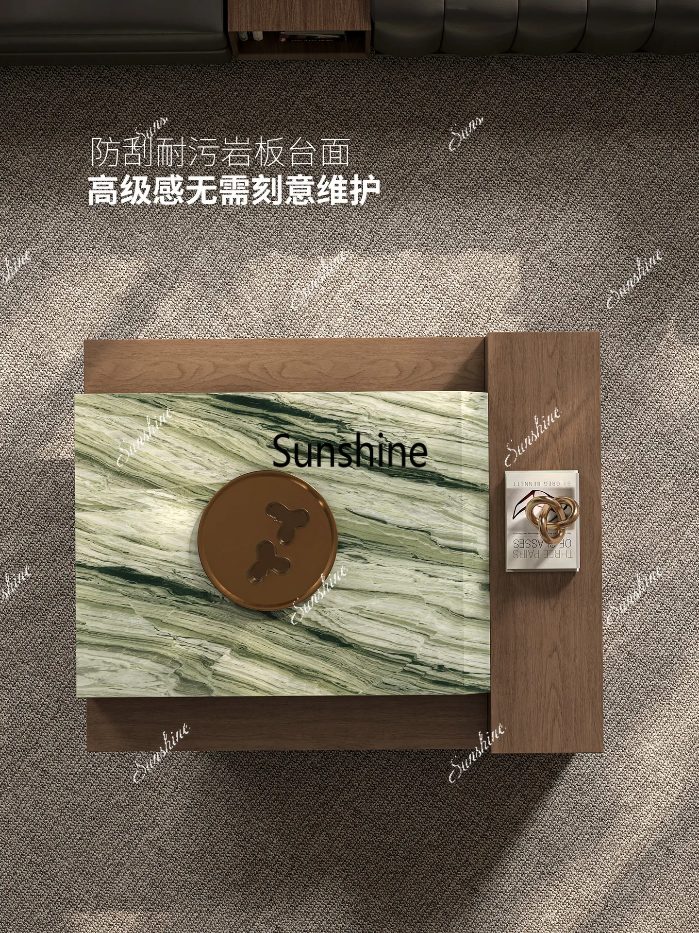 Living room high-end atmosphere coffee table Italian minimalist living room design, combination