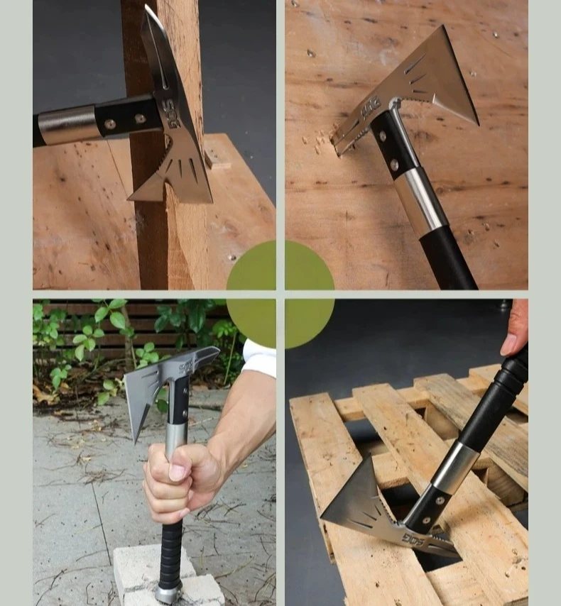 Multi Functional Outdoor Self-defense Tactical Firefighting Dismantling Tool Camping Engineer EDC Axe with Nylon Cover
