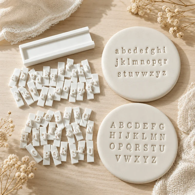 Alphabetic Numeric Clay Stamp Kit, 26 Capital Letters/10 Numbers, DIY Pottery Hand Stamp, Reusable Mold for Art Craft Making
