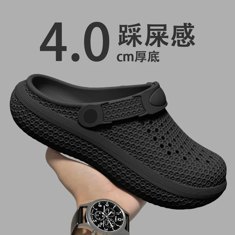 Zapatillas perforadas de verano para hombre, de EVA, antideslizantes, desodorantes, de suela suave, para uso en casa y exterior, transpirables, con punta cerrada.