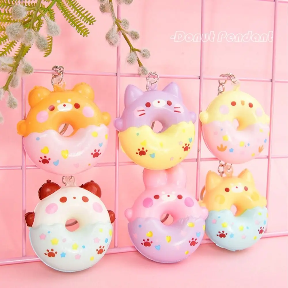 1PC Random Donut Vent Pendant PU Slow Rebound Animal Decompression Vent Toy Sponge Pendant Keychain Squishy Stress Reliever Toys