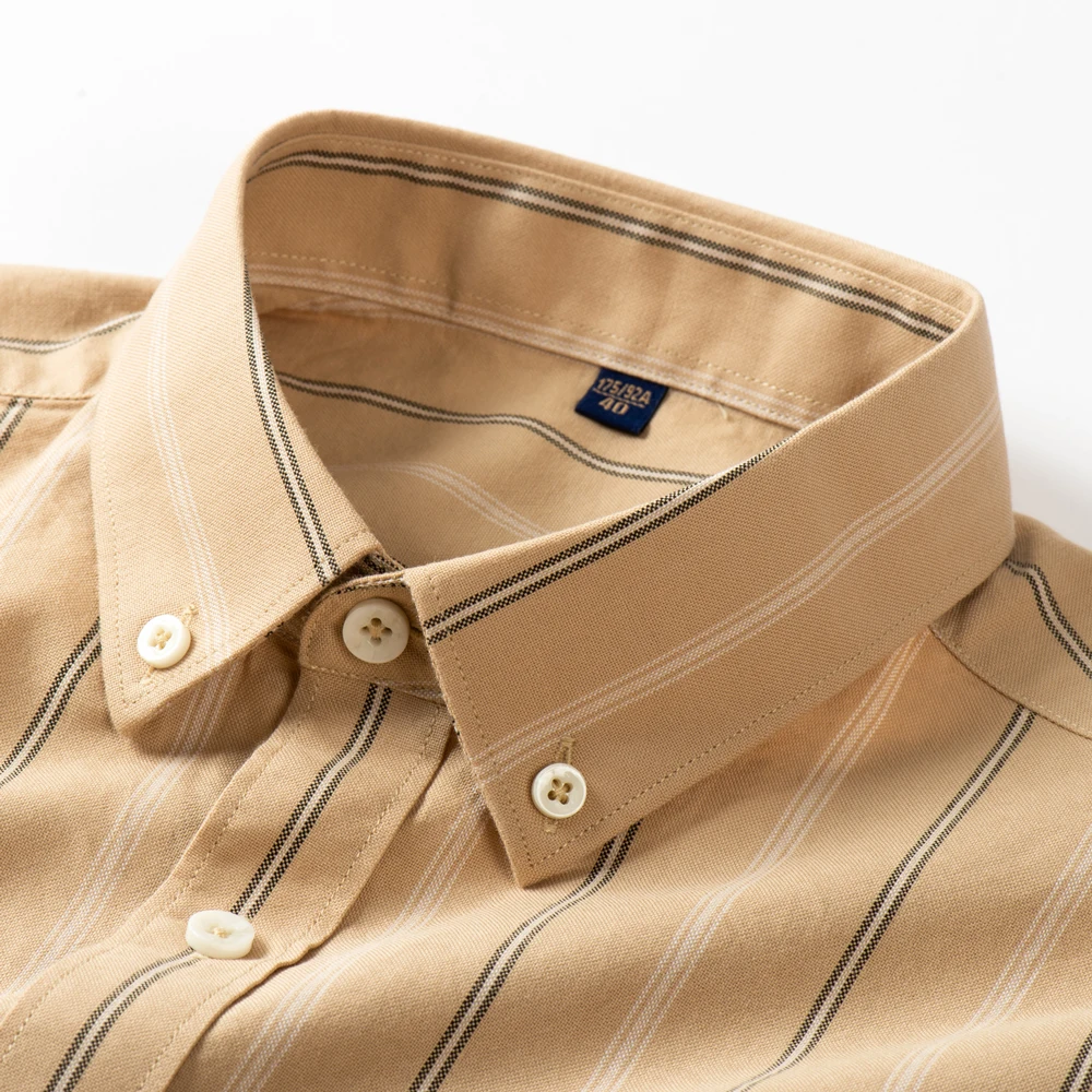 Premium Men's Plaid Striped Dress Shirt - Comfortable Cotton, Long Sleeve - For Spring Autumn Casual or Light Business Wear