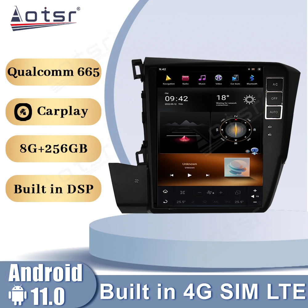 

Android 13.0 Qualcomm Snapdrag For Honda Civic 2012-2015 Car Radio 12.1 Inch Multimedia Player CarPlay GPS Navigation Head Unit