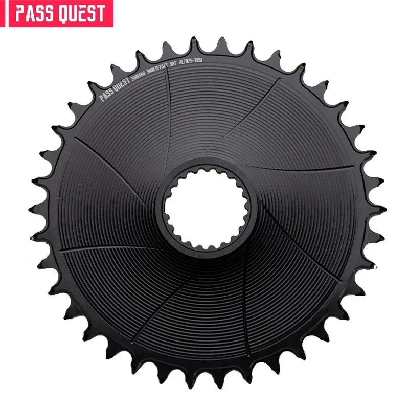 

PASS QUEST 3mmOffest AERO Round Narrow Wide Chainring Black and Silver 28-38T for M6100 M7100 M8100 M9100 Direct Mount Cranks