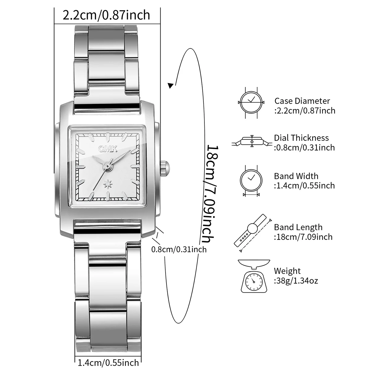 Fashion Square Women Watches Alloy Strap Ladies Quartz Wristwatch Girls Clock Reloj Mujer (Without Box)