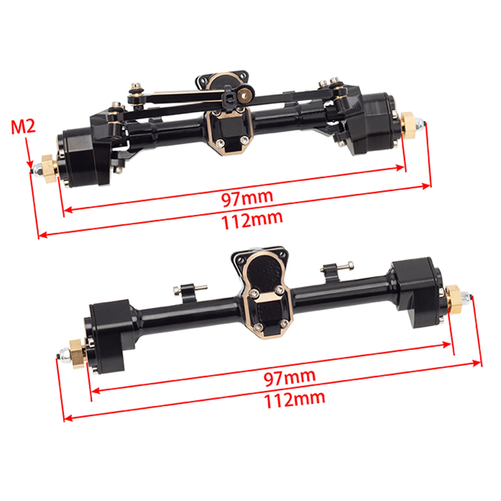 SCX24 Brass Portal Axle Set, Heavy Duty Front & Rear Upgrade for Axial SCX24 C10 Wrangler Deadbolt, FMS FCX24, 1/24 Crawler Axle