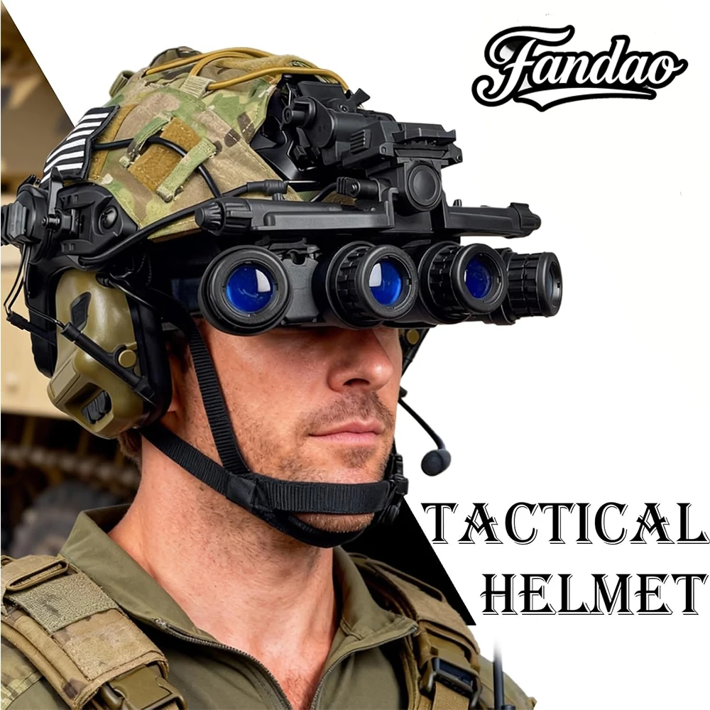 

Multifunctional Tactical Fast Helmet Military Airsoft Bump Helmet 6-in-1 Set with Headphones and NVG Model for Paintball Outdoor