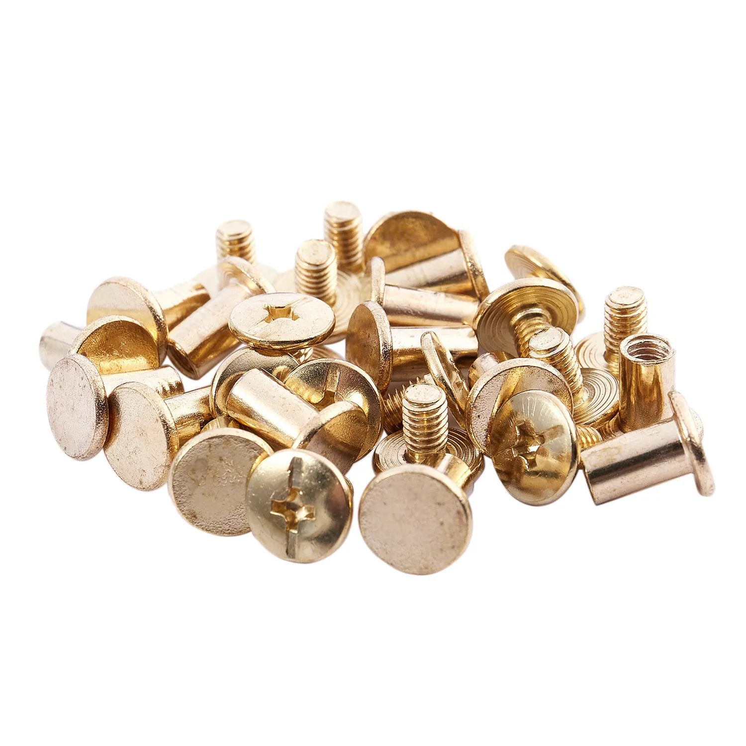 ETRT 15 Pieces 5mmx8mm Brass Plated Binding Chicago Screw for Money Belt