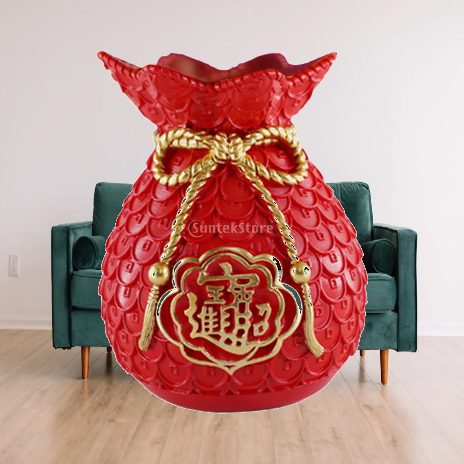 Resin Flower Vase Fortune Bag for Pastoral Shooting Props TV Cabinet