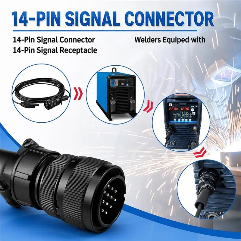 AB34-25FT Welding Torch Finger Switch 14-PIN For Miller Welder TIG Torch Control, Ergonomic Long Cable