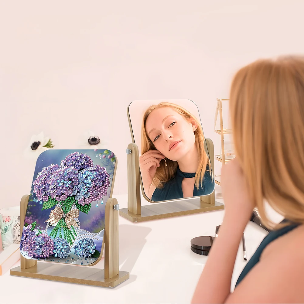 

DIY Flower Diamond Painting Kit Rotatable Mirror w Diamond Painting Jewelry Box
