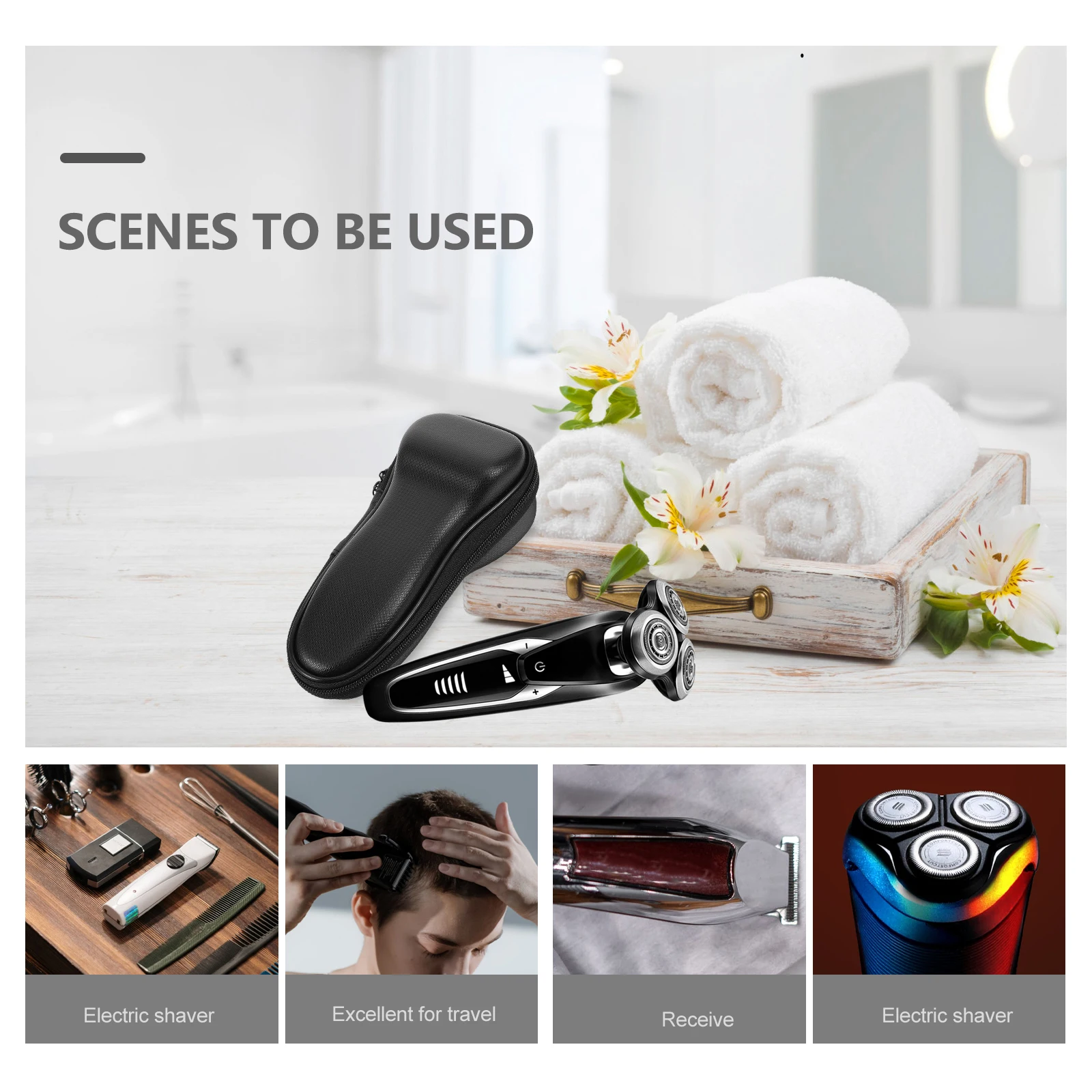 

1Pcs Travel Razor Organizer Compact Shaver Bag Shockproof Scratch-Resistant Portable Case for Electric Razor Black