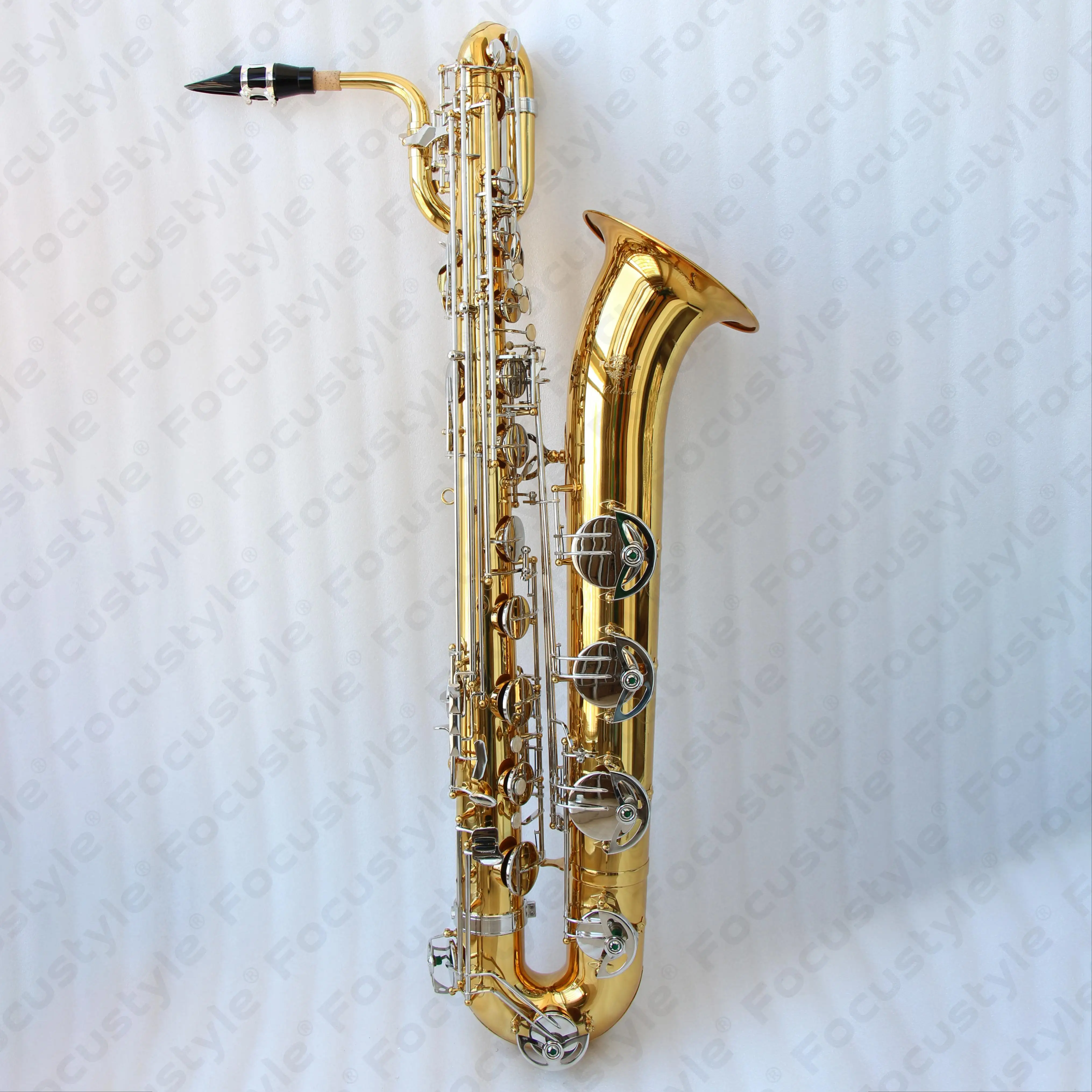 

High Quality Musical Instruments Eb Tone Baritone Saxophone With Gold Lacquered Brass Body Fully Ribbed Construction