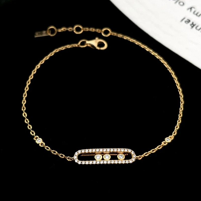 kimsu original design luxury jewelry 925 silver classic mobile 3 diamond ladies bracelet party holiday gift