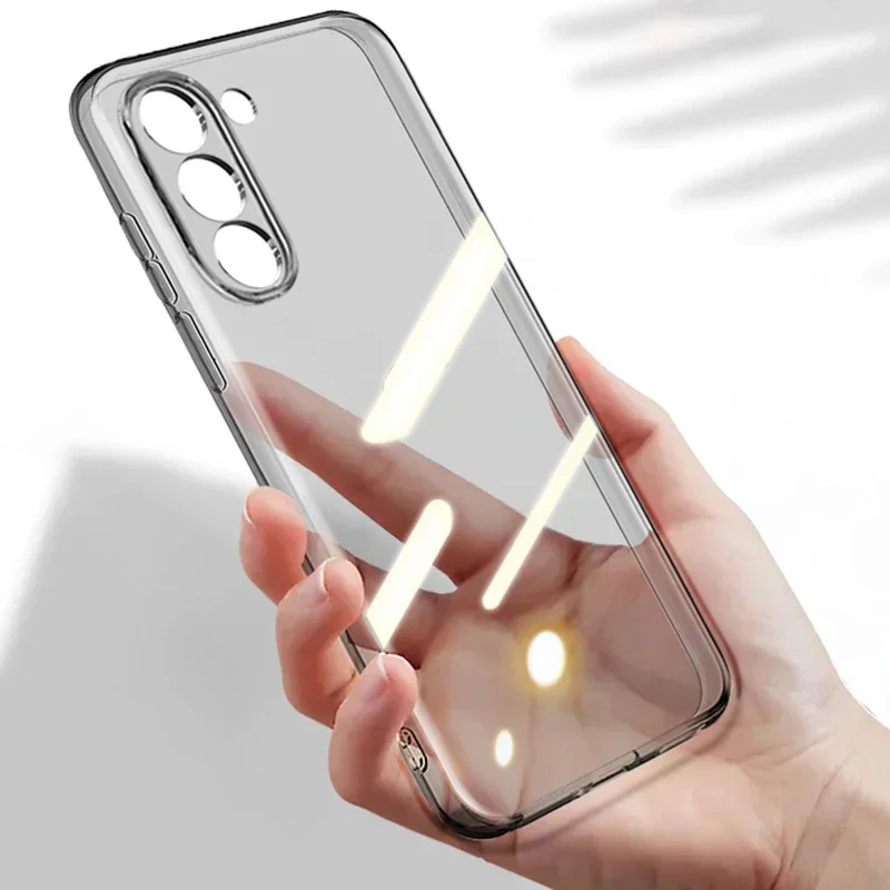 Роскошный ультратонкий мягкий чехол для Samsung Galaxy S25 ULTRA S24 FE S23 S22 S20 S21 Plus Note 20U прозрачная черная задняя