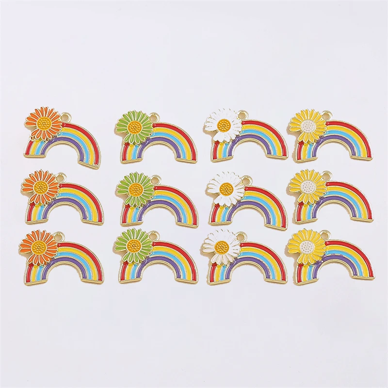 

Duarte 20Pcs/Lot Cute Enamel Flower Rainbow Charms Pendants for Jewelry Making Drop Earrings Necklaces Bracelets DIY Crafts Gift