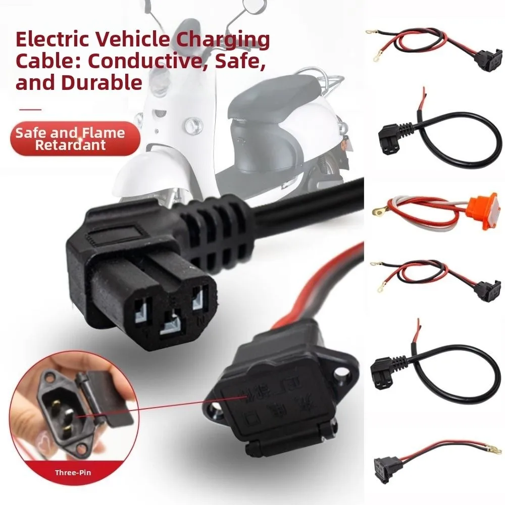 Male Female Scooter Copper Core Cable Plug Socket Multistyles Port Head Electric Tricycle Vehicle Charging Black&Orange