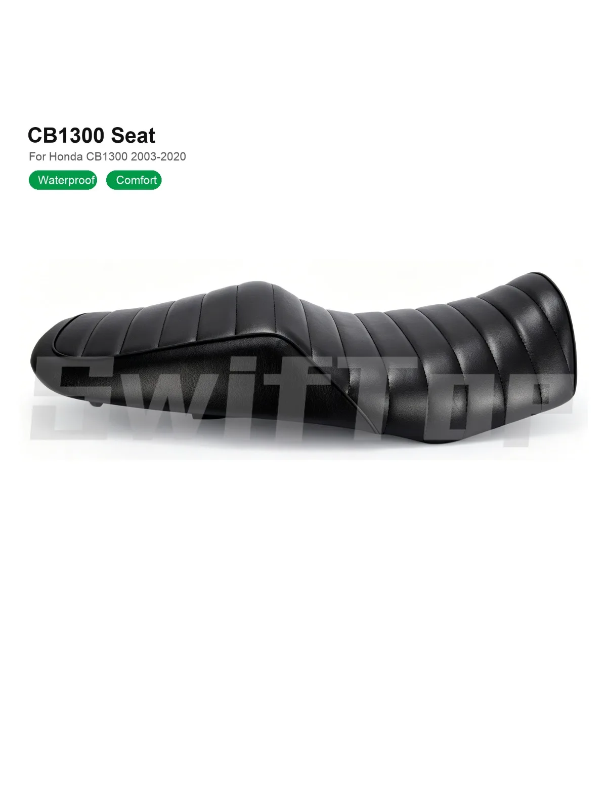 For Honda CB1300 2003-2020 Motorcycle Seat Black Ribbed Waterproof Leather Saddle Cushion Replacement Comfort Seat