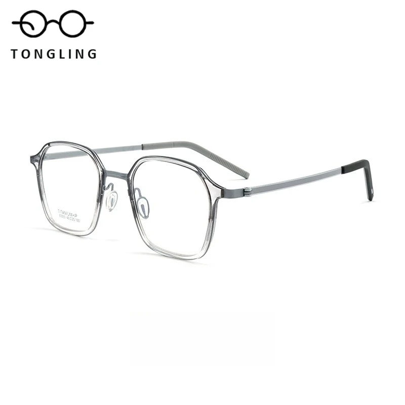 إطار نظارات من خليط معدني مضلع بتصميم رائع لعام 2025 للرجال والنساء لقصر النظر البصري وطول النظر الشيخوخي ملحق عدسات مرفق نظارات ريترو