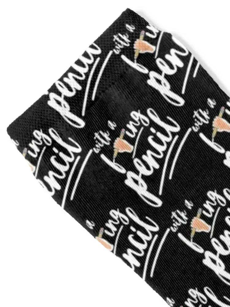 With A F-ing Pencil - John Quotes Socks Non-slip shoes gym Socks Woman Men's