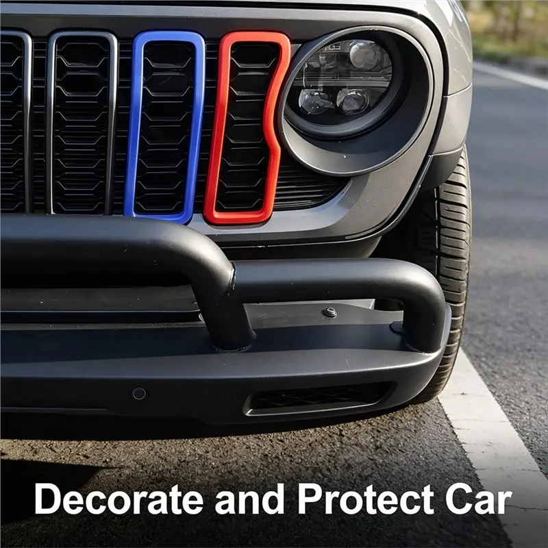 ABQB-For Jeep Wrangler JL JLU Gladiator JT 2024-2026 Front Grille Frame Ring Insert Cover Trim