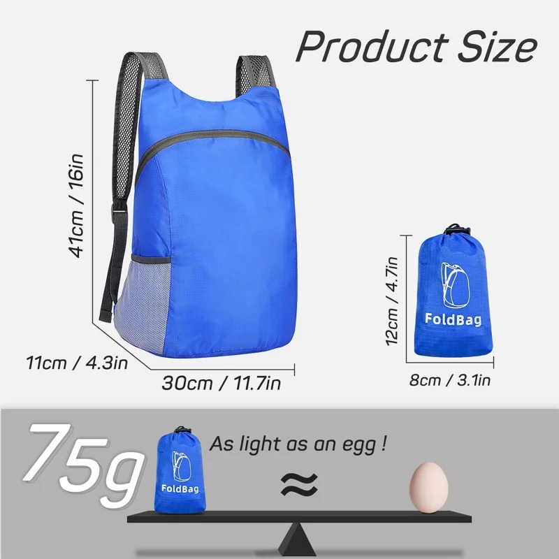 Sac à dos de camping hydrofuge pour hommes et femmes, sac à dos de randonnée, sacs à dos pliables pour voyage, plein air (noir