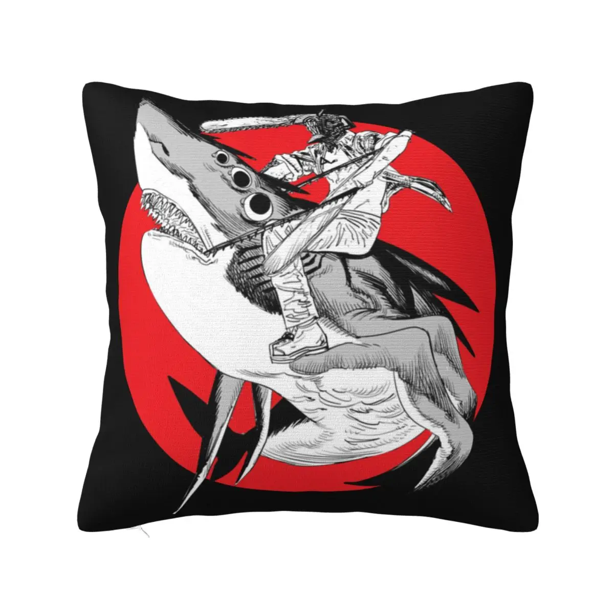 Shark And Denji Pillowcase Cushion Cover Gift Chainsaw Man Manga Devil Anime Throw Pillow Case Cover Home Dropshipping 45*45cm