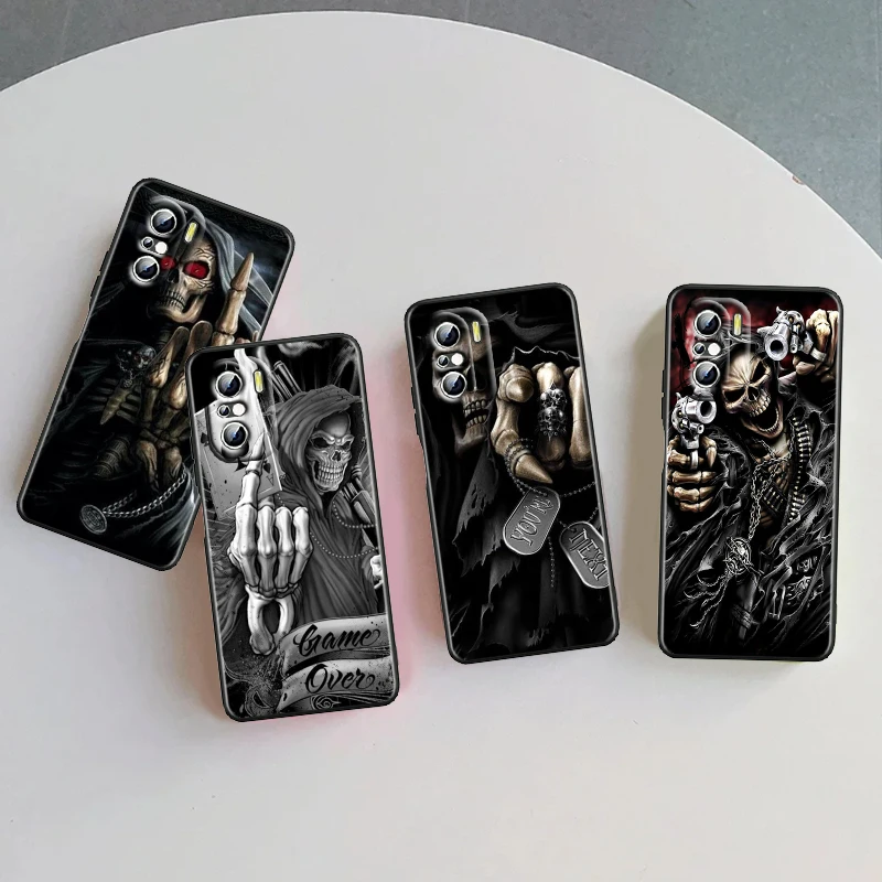 

Retro Skull Butterfly Luxury For Xiaomi Redmi 9A 9C 9AT 10C 9 9T 10 12C 13C A3 12 K60 A1 K50 K40 5G Black TPU Phone Case