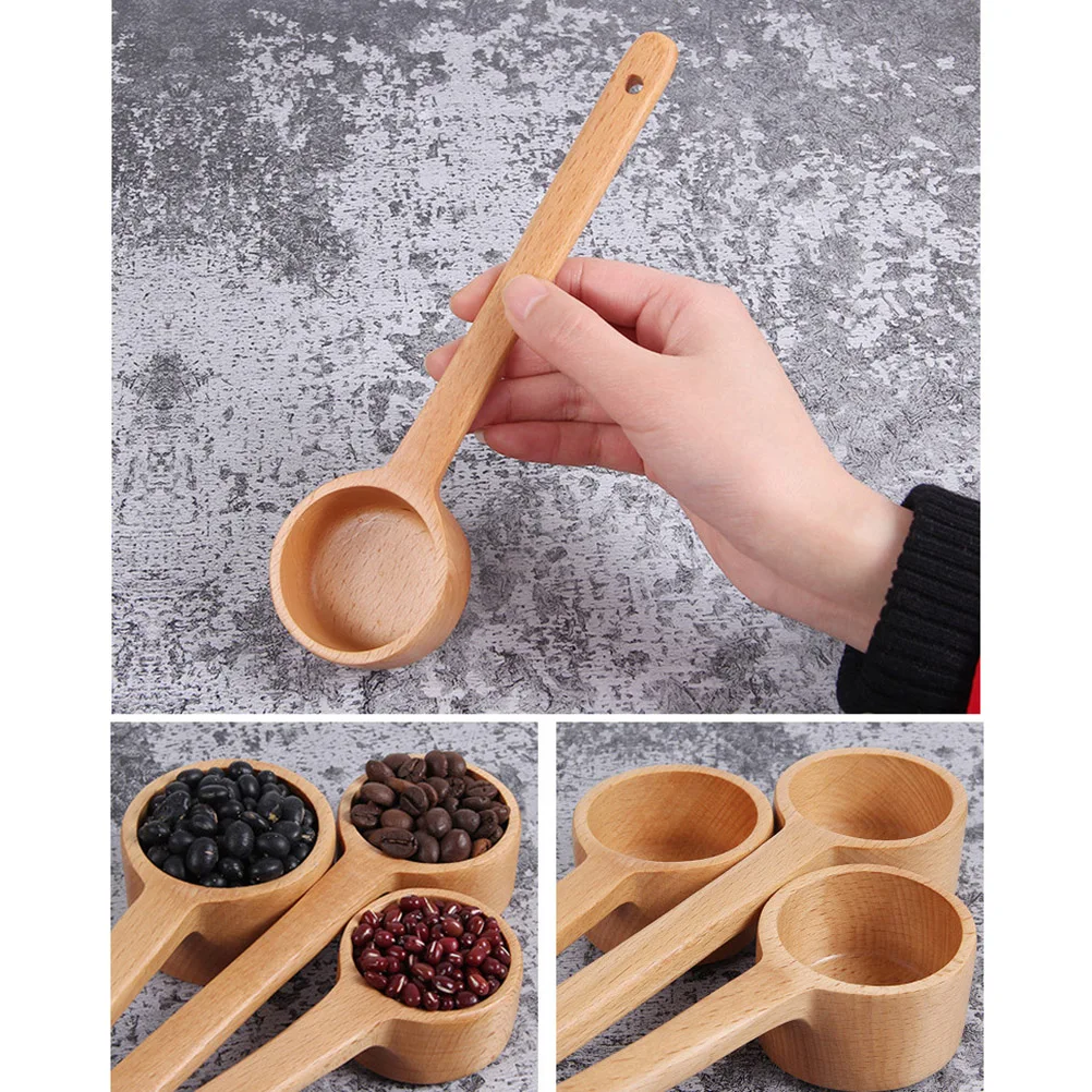 

3pcs Wooden Coffee Scoop Long Handle Mini Spoon for Coffee Beans Kitchen Supplies Eco Friendly Measurer