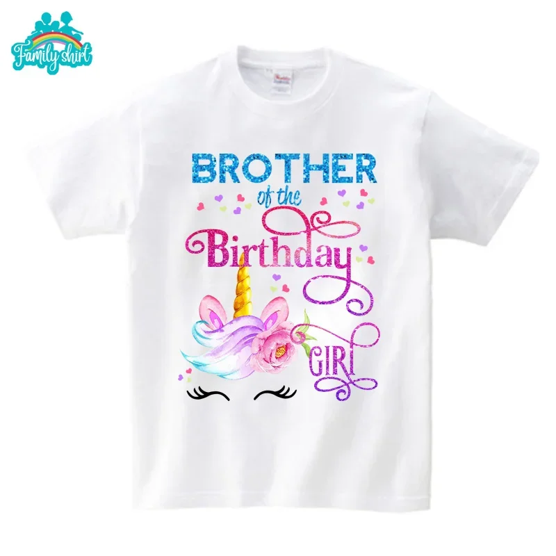 Family Birthday Shirt Unicorn Personalized T Shirts Custom Name T-Shirt for Boys Children Kids Clothes Daddy Mommy Party Outfits