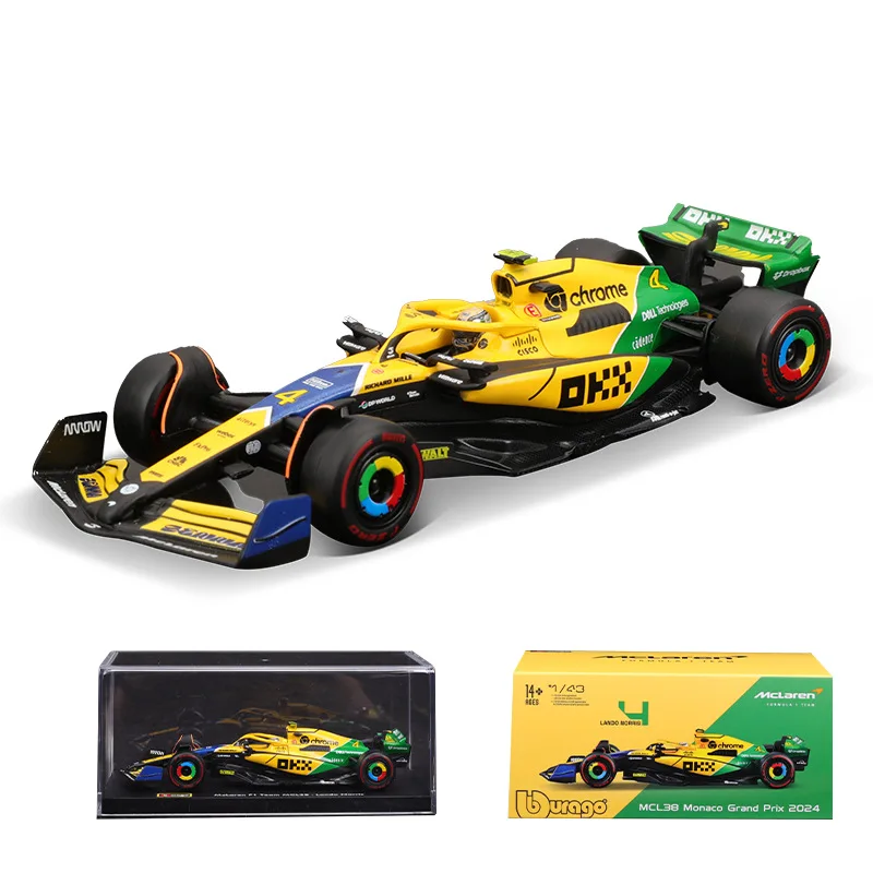 Bburago 1:43 F1 Mclaren MCL38 Monaco Grand Prix 2024 รถโมเดลDiecastขนาดเล็ก # 4 ลันโด นอร์ริส # 81 ออสการ์ พีสทรี ของเล่น
