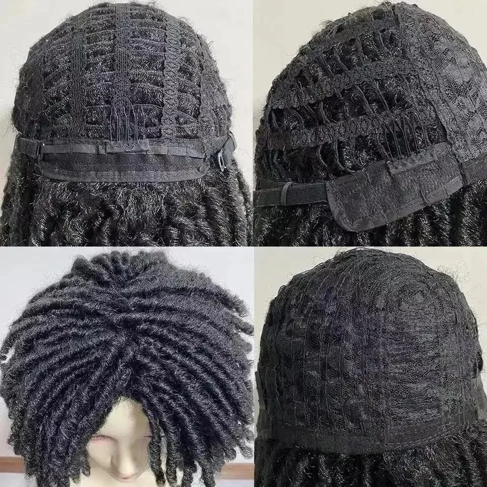 Synthetische pruik Gevlochten pruiken voor vrouwen Ombre Gevlochten Dreadlock Pruik Zwart Bruin BUG Afrikaanse Faux Locs Gehaakte Twist Haar Korte pruiken