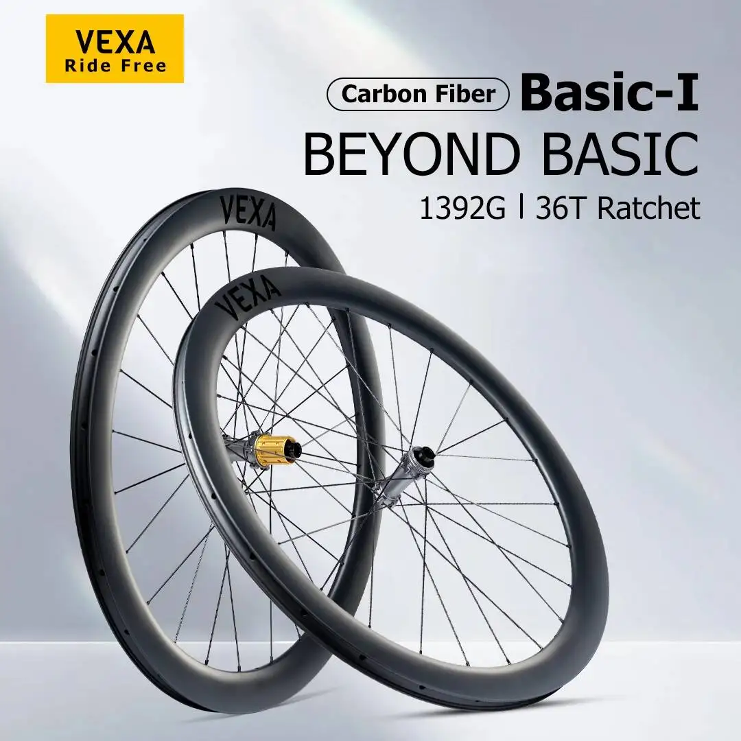 

Комплект карбоновых дисковых колес VEXA Basic I 700C для шоссейных велосипедов, глубина обода 43/52 мм, под дисковый тормоз, 20 спиц, 1423 Wing