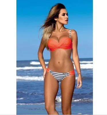 2023 Push Up bikini Bandeau fiszbiny dwuczęściowy strój kąpielowy Retro Vintage szorty Ruched strój kąpielowy lato plaża Biquini