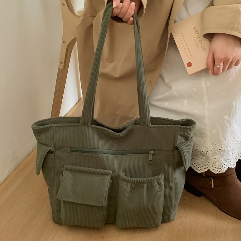 

Fashionable Large Capacity Tote Bag for Women Multi Pocket Texture Versatile Shoulder Bag Student Commuter Bag Autumn Winter New