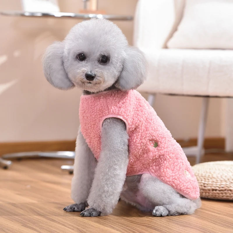 子犬のクマの刺繍が施された服,かわいいペットのベスト,チワワの服,ブルドッグの衣装,中小規模の品種,ピンクとカーキ,2024