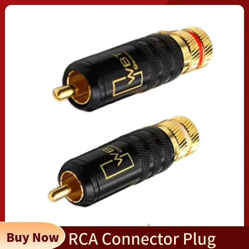 Złącze RCA wtyk męski zacisk słuchawkowy pozłacana miedź WBT-0144 z blokadą śrubową do lutowania kabla audio-wideo
