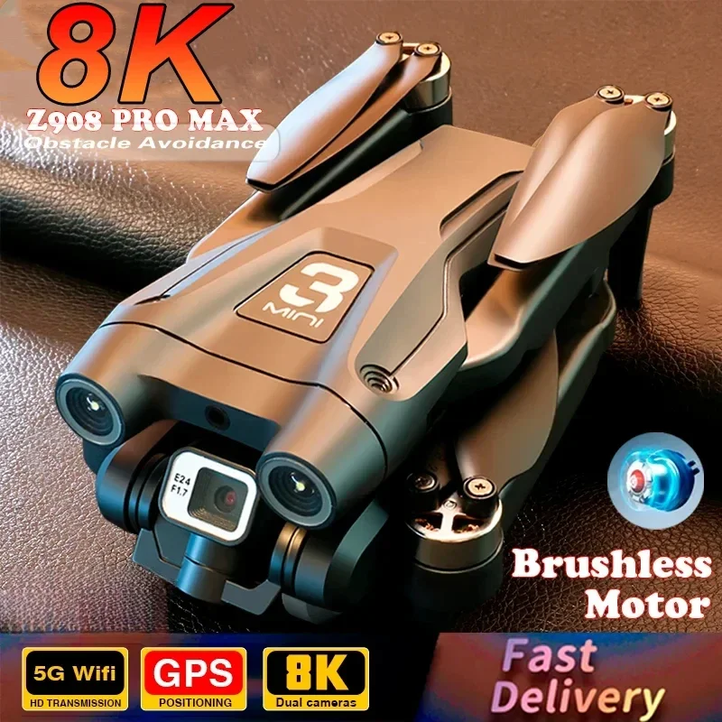 Z908 Pro Drone 8K profesjonalny HD podwójny aparat bezszczotkowy silnik FPV unikanie przeszkód składany quadcopter RC odległość 5000M