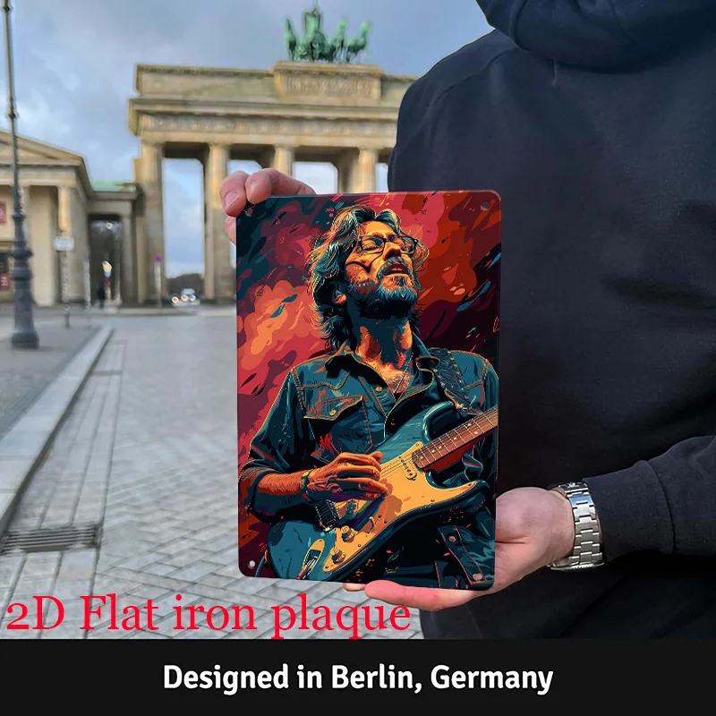 Vibrant Electric Guitar Artwork -  Iron Metal Sign, , Wall Hanging Decor for Music Studio & Rock-Themed Spaces, Room Decor, Deco